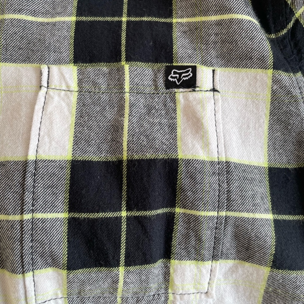 New Fox Racing Women’s Sz Small Pines Flannel Yellow Black Plaid - Picture 5 of 6